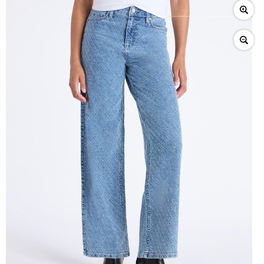 NWT TIME AND TRU EMBELLISHED DENIM WIDE LEG JEANS MISSES SIZE 16